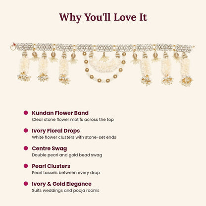 Image 3 of Renu's Creation Ivory Floral Kundan Toran
