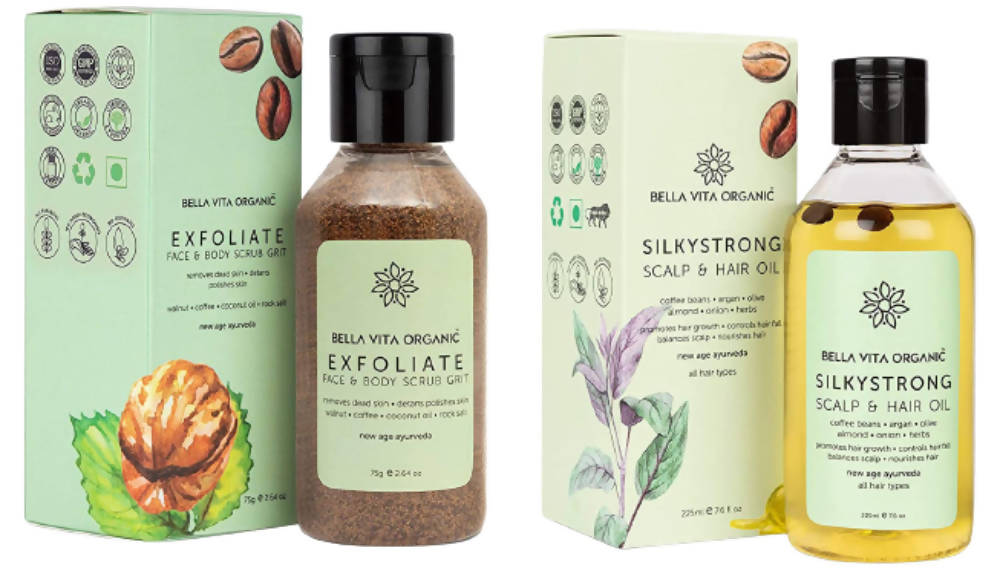 Image 1 of Combo Pack / Pack of 1 for the product Bella Vita Organic Face & Body Scrub + Hair Oil Combo