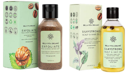 Image 1 of Combo Pack / Pack of 1 for the product Bella Vita Organic Face & Body Scrub + Hair Oil Combo