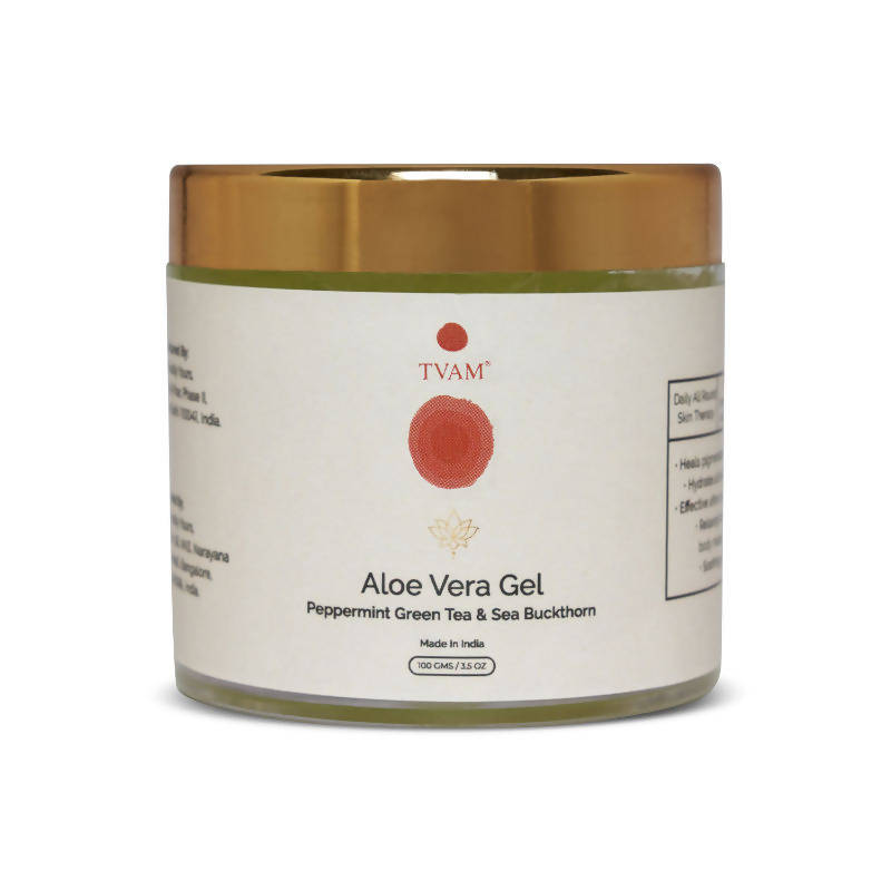 Image 1 of 100 gm / Pack of 1 for the product Tvam Peppermint, Green Tea & Sea Buckthorn Aloe Vera Gel