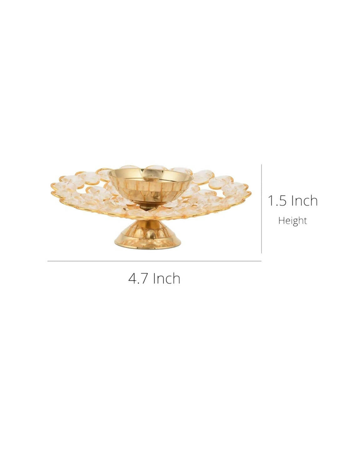 Image 4 of CraftVatika Gold-Toned Crystal Akhand Diya Oil Puja Lamp