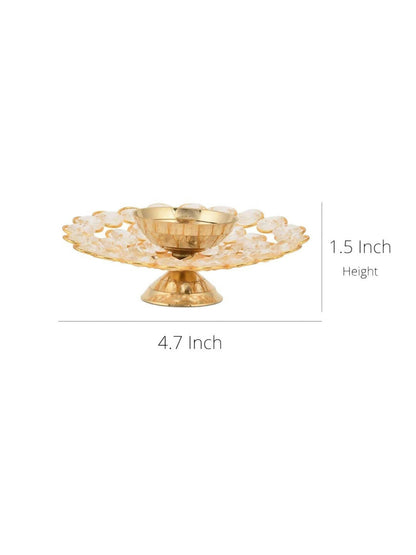 Image 4 of CraftVatika Gold-Toned Crystal Akhand Diya Oil Puja Lamp