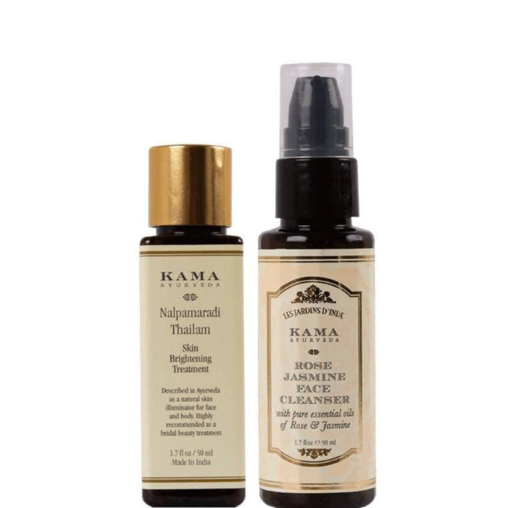 Image 1 of (50 ml + 50 ml) Combo Pack for the product Kama Ayurveda Nalpamaradi Thailam & Rose Jasmine Face Cleanser Combo