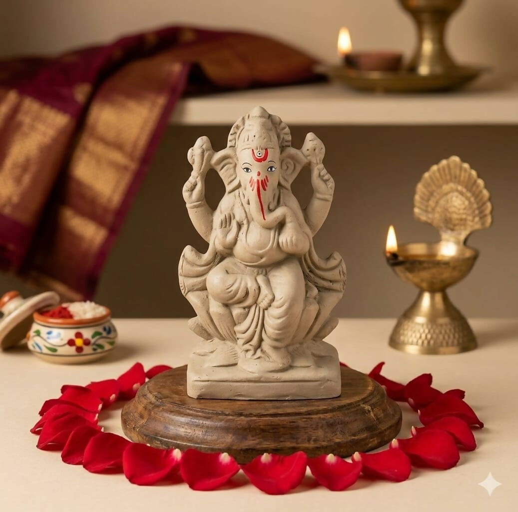 Image 9 of Saudeep India 6 Inch Mitti Ganesh Idol