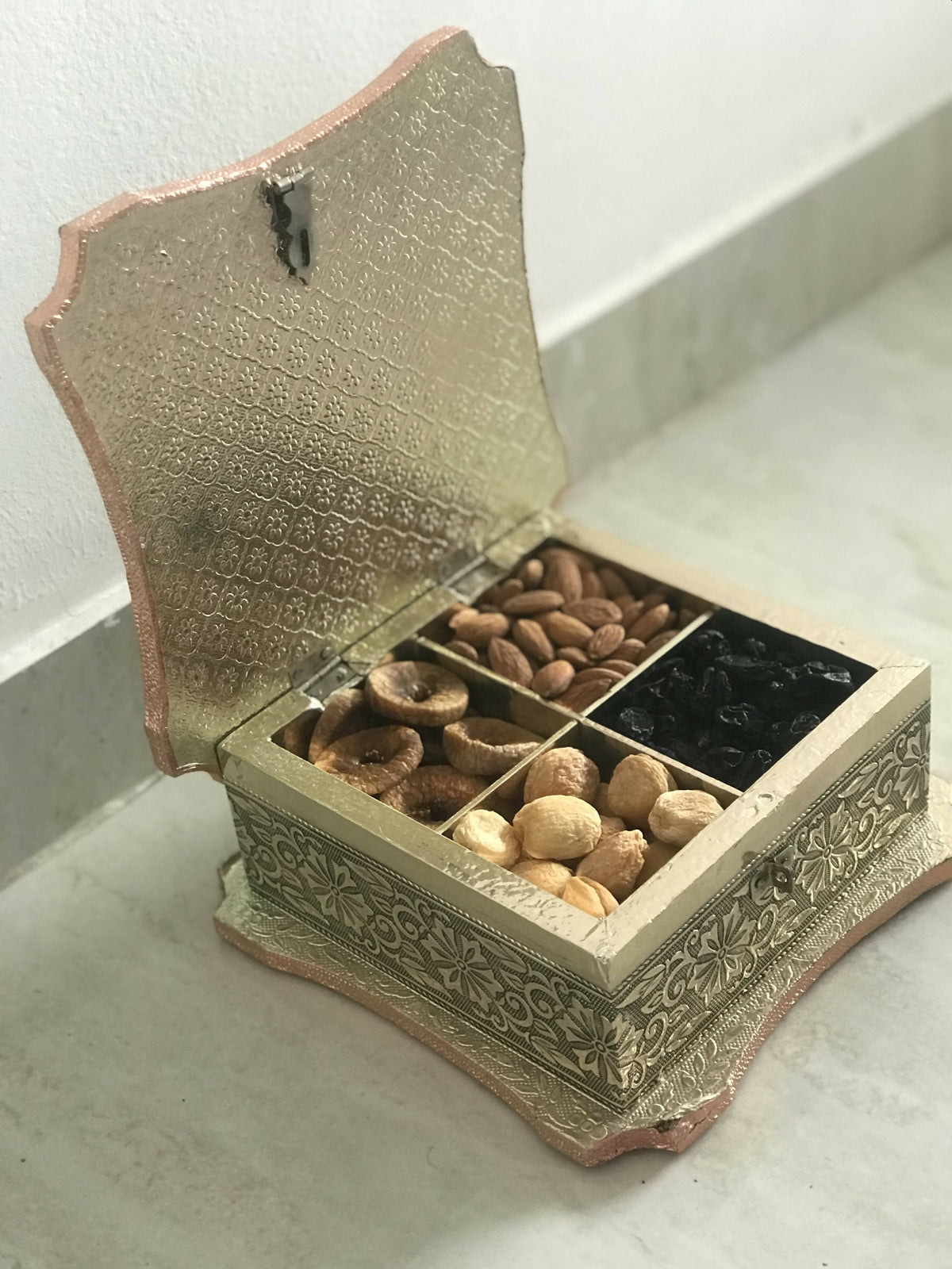 Image 6 of SK Mithaii | Assorted Meenakari Design Dry Fruit Box | Almonds | Apricots | Figs | Black Resins