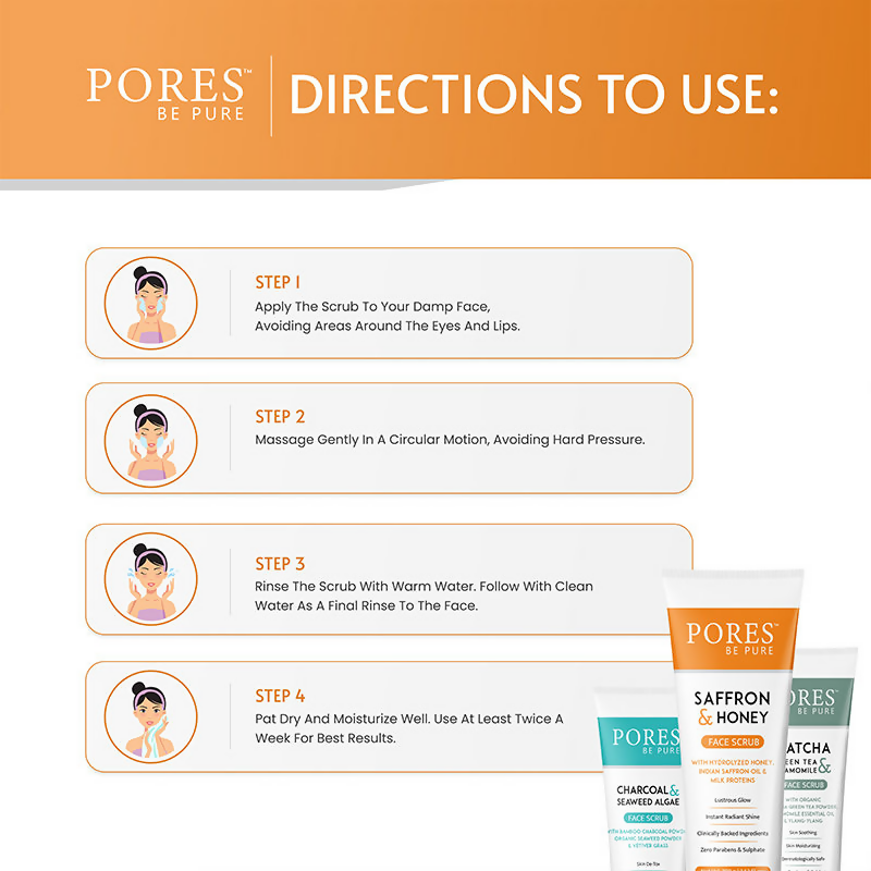 Image 4 of Pores Be Pure Saffron & Honey Face Scrub With Milk Proteins