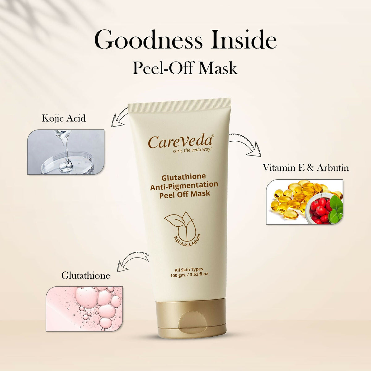 Image 7 of CareVeda Glutathione Skin Care Set of 2 | Peel off Mask & Face Serum for Bright, Even-Toned Skin | Anti-Pigmentation & Glow Boost | For Men & Women