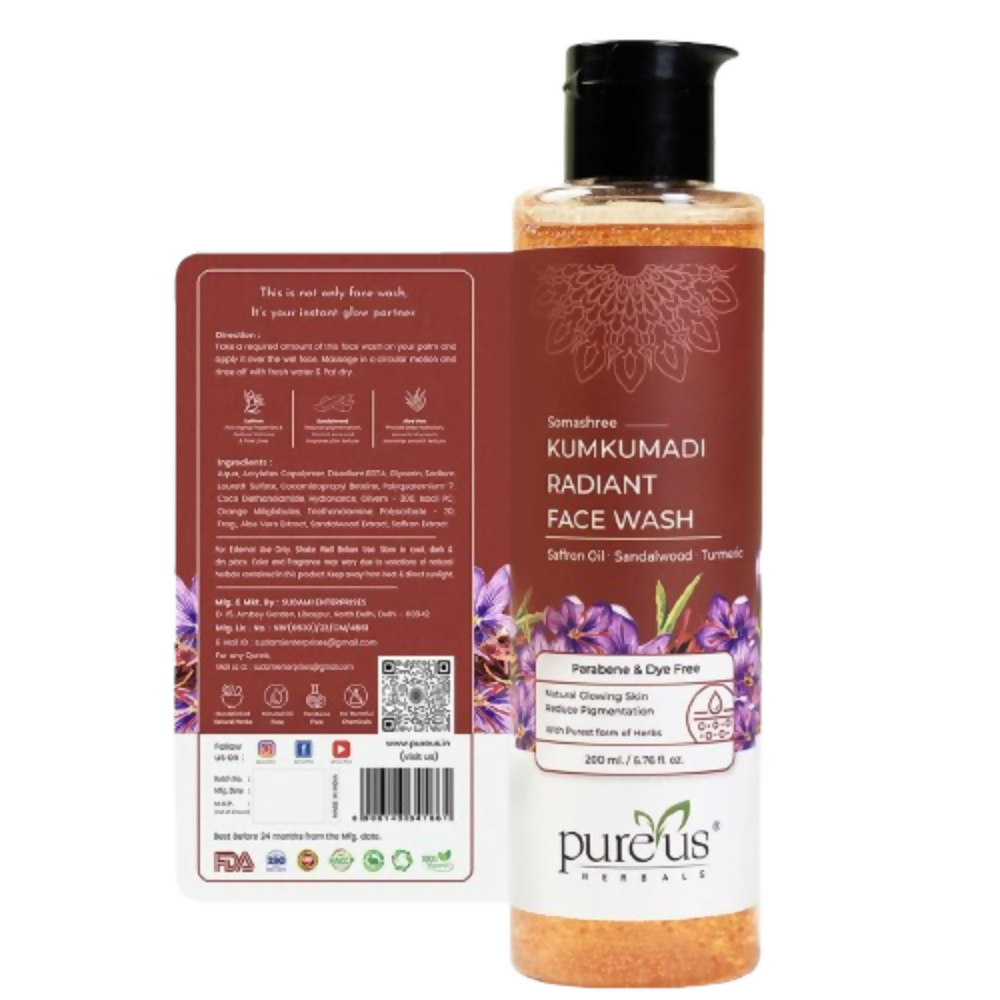 Image 2 of Pureus Herbals Somashree Kumkumadi Radiant Face Wash