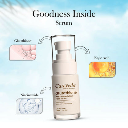 Image 5 of CareVeda Glutathione Skin Care Set of 2 | Face Serum & Sunscreen for Bright, Even-Toned Skin | Anti-Pigmentation & Glow Boost | For Men & Women