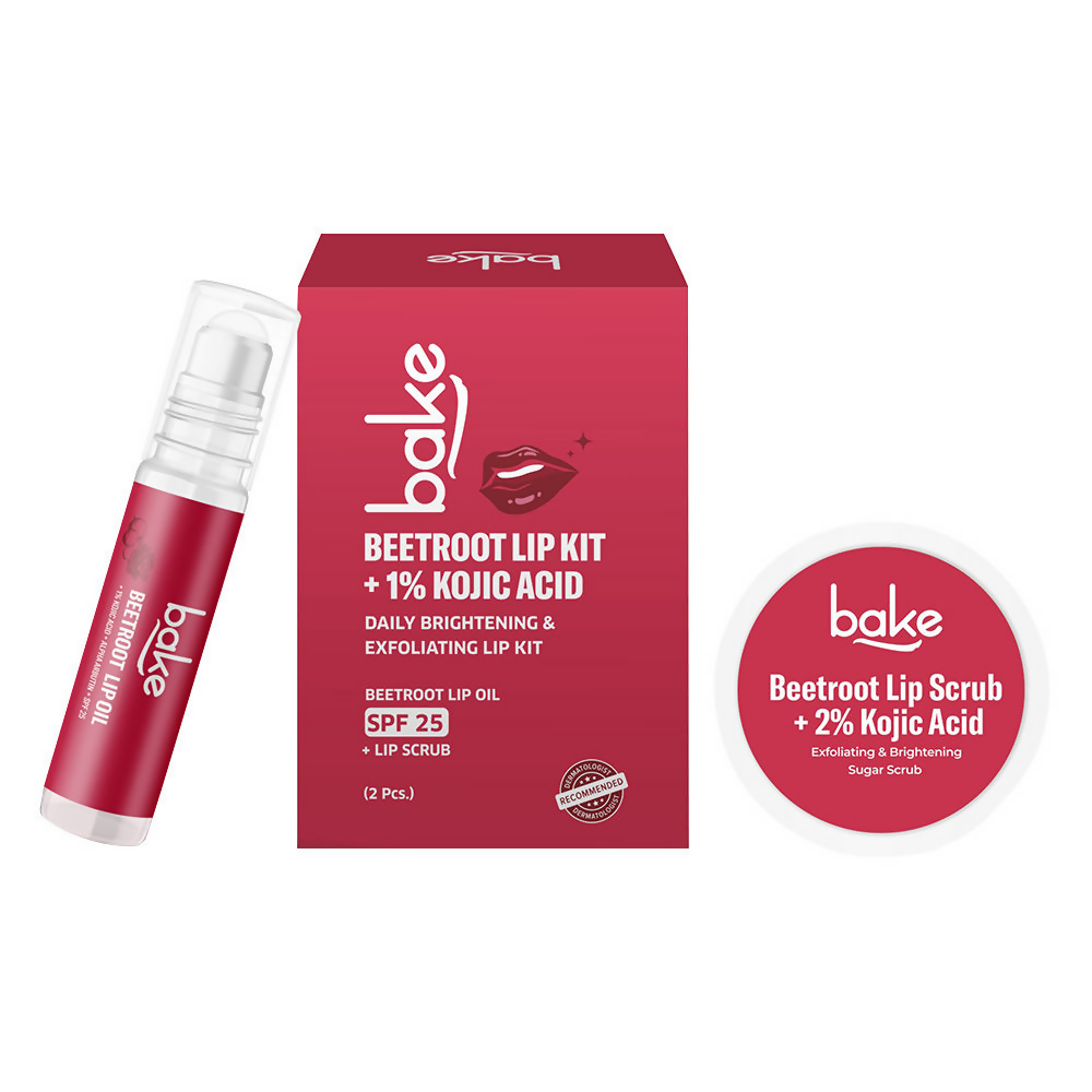 Image 1 of Bake Kojic Acid Beetroot Lip Kit With Lip Balm SPF 25 & Lip Scrub For Dark & Pigmented Lips