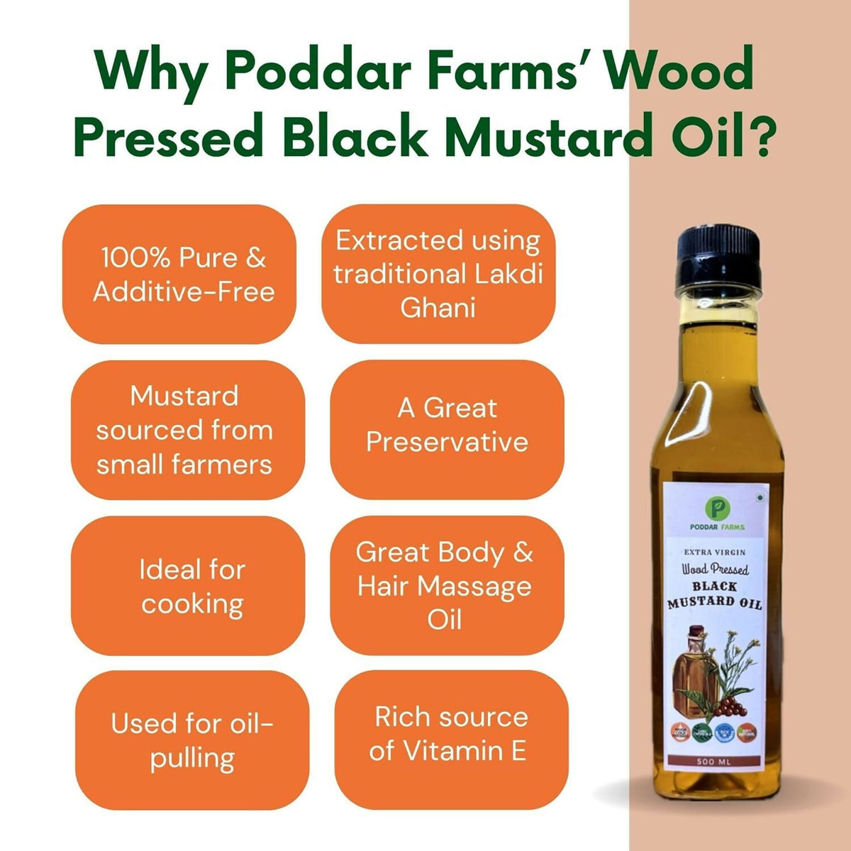 Image 4 of Poddar Farms Wood Pressed Black Mustard Oil