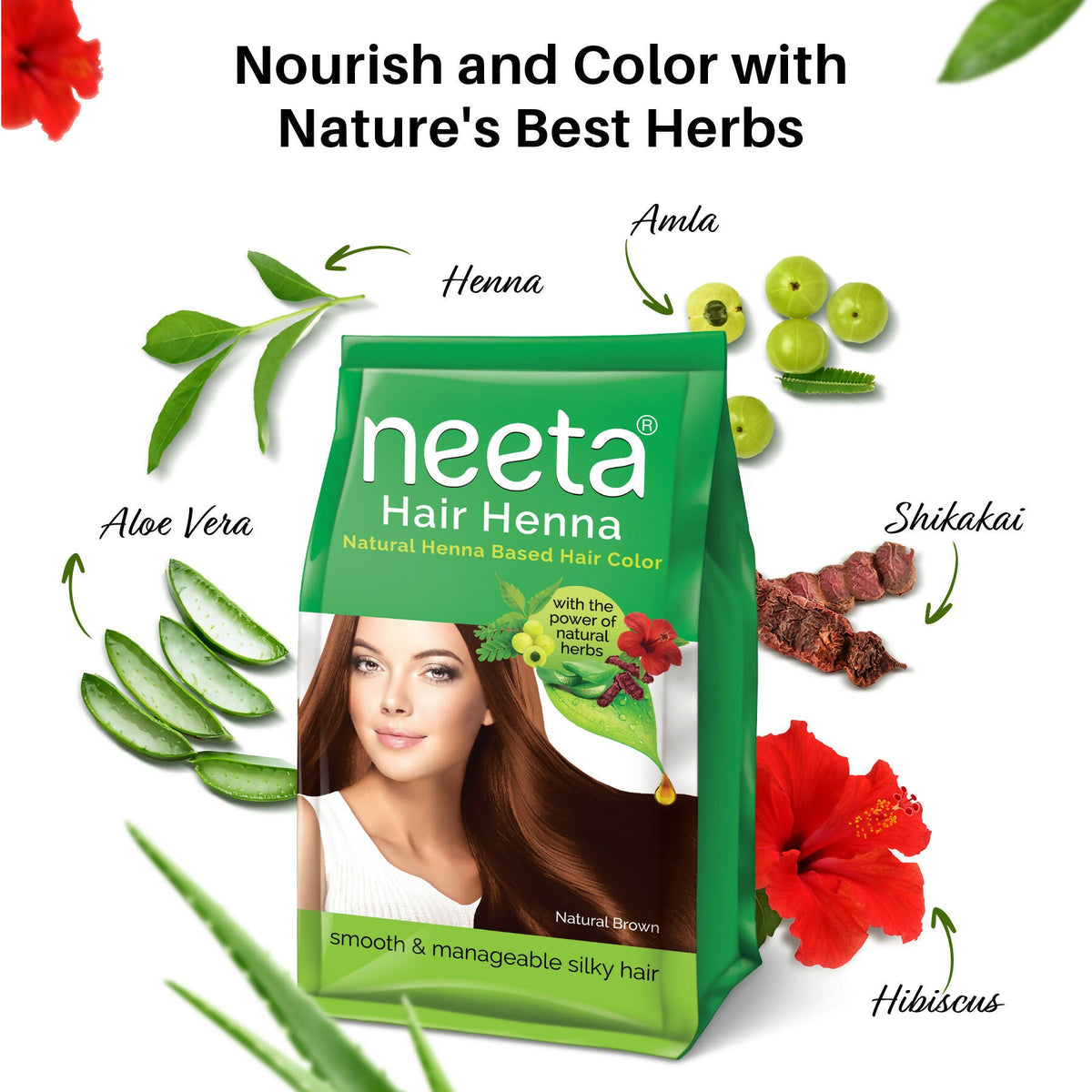Image 3 of Neeta Henna Powder for Hair- Henna-Based Hair Color-Natural Brown