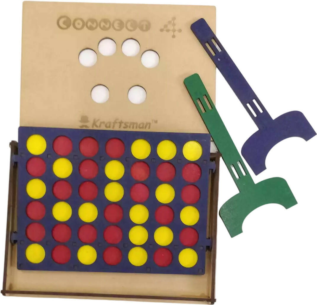 Image 2 of Kraftsman Get-4 In A Row Or Get-In-Line Wooden Game Of Strategy Game