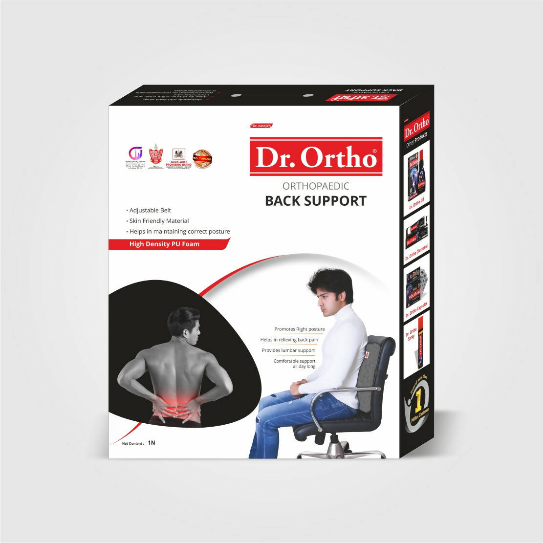 Image 1 of 1 pcs / Pack of 1 for the product Dr. Ortho Back Support PU Foam