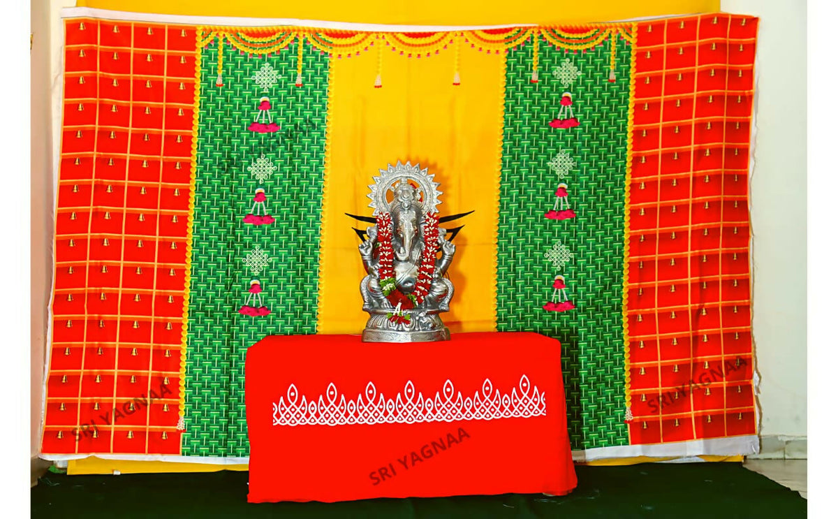 Image 3 of Sri Yagnaa M 43 – Durga Mata Pooja Backdrop Cloth, 8 x 5 Ft