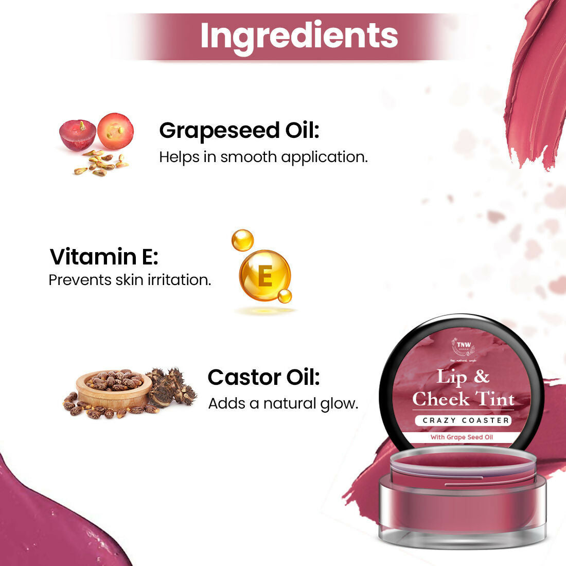 Image 4 of The Natural Wash Crazy Coaster Lip & Cheek Tint with Grape Seed Oil