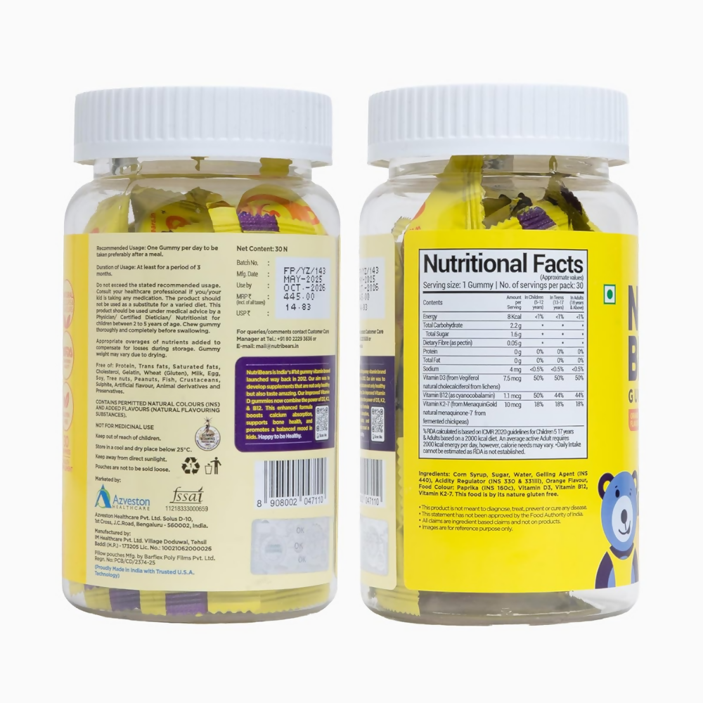 Image 6 of NutriBears Kids Vitamin D3,K2 & B12 Gummies
