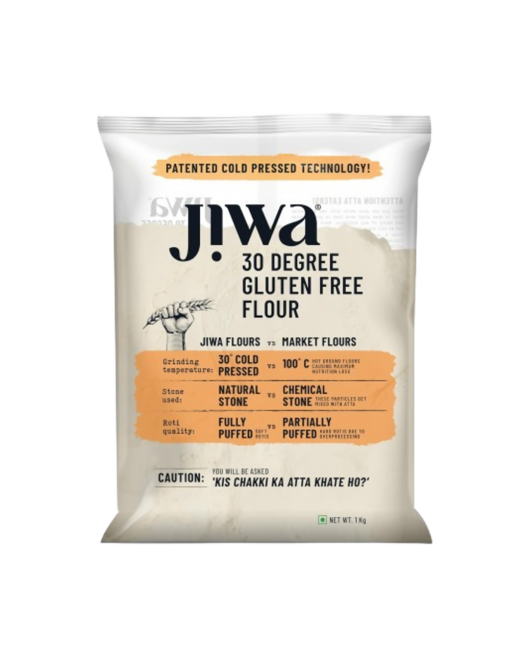 Image 1 of 1 kg for the product Jiwa 30 Degree Gluten Free Flour/Atta, Wheat Free