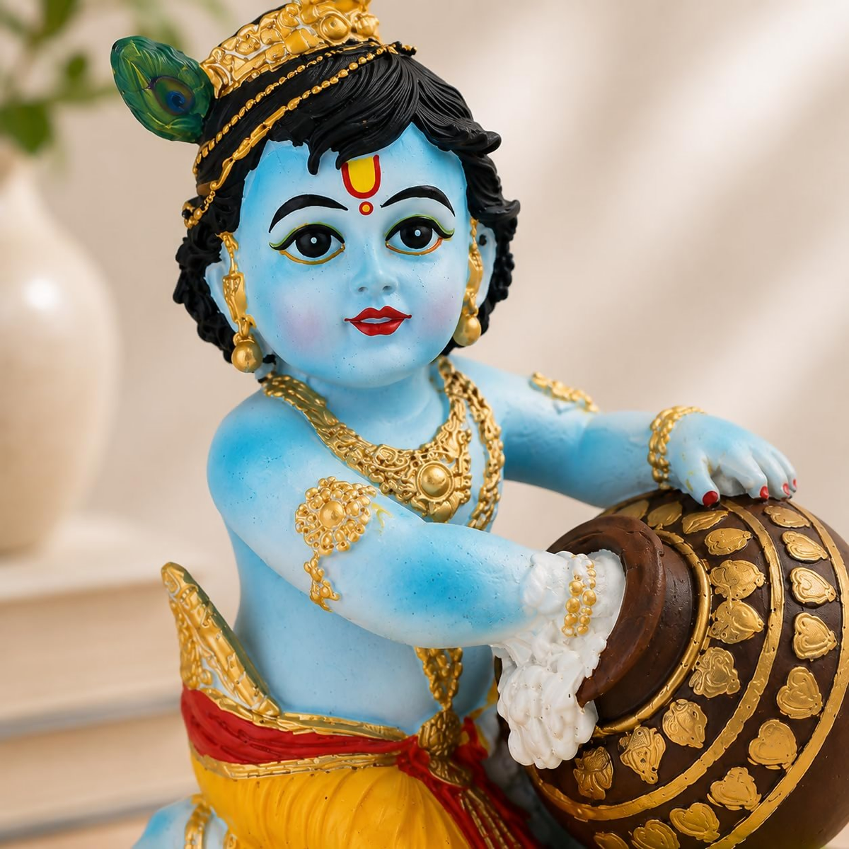 Image 7 of Bal Krishna Idol with Butter Pot - Blue