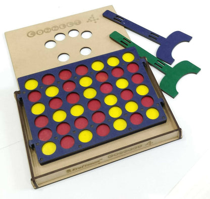 Image 3 of Kraftsman Get-4 In A Row Or Get-In-Line Wooden Game Of Strategy Game