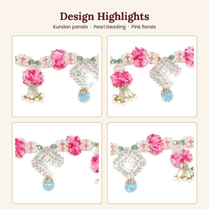 Image 3 of Renu's Creation Pink & Aqua Kundan Pearl Toran