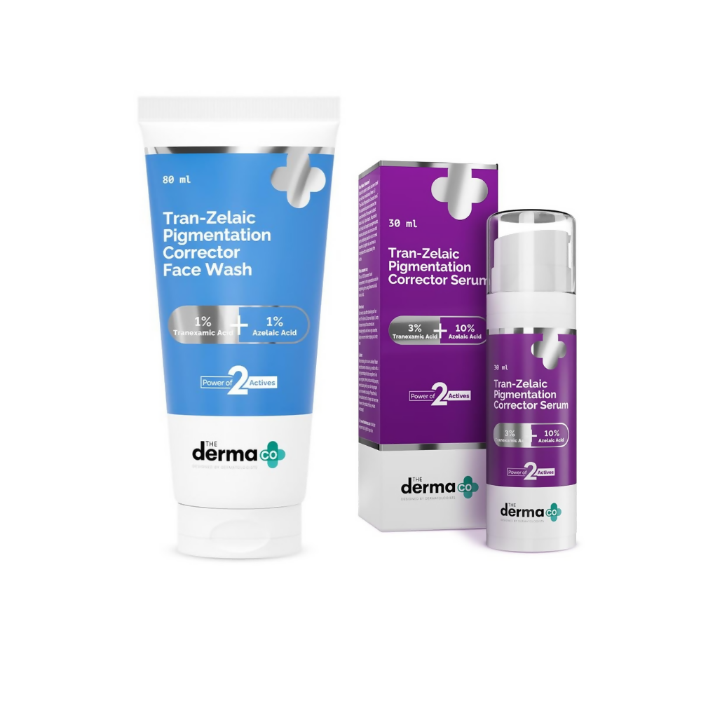 Image 1 of The Derma Co Tran-Zelaic Pigmentation Corrector Face Wash & Face Serum Combo