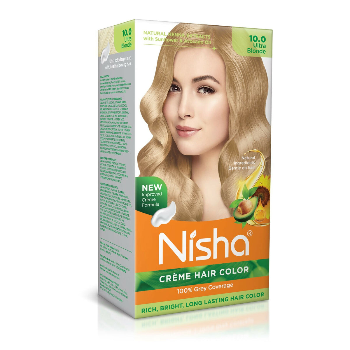 Image 1 of 60 gm+60 ml for the product Nisha Creme Hair Color for Women - Ultra Blonde