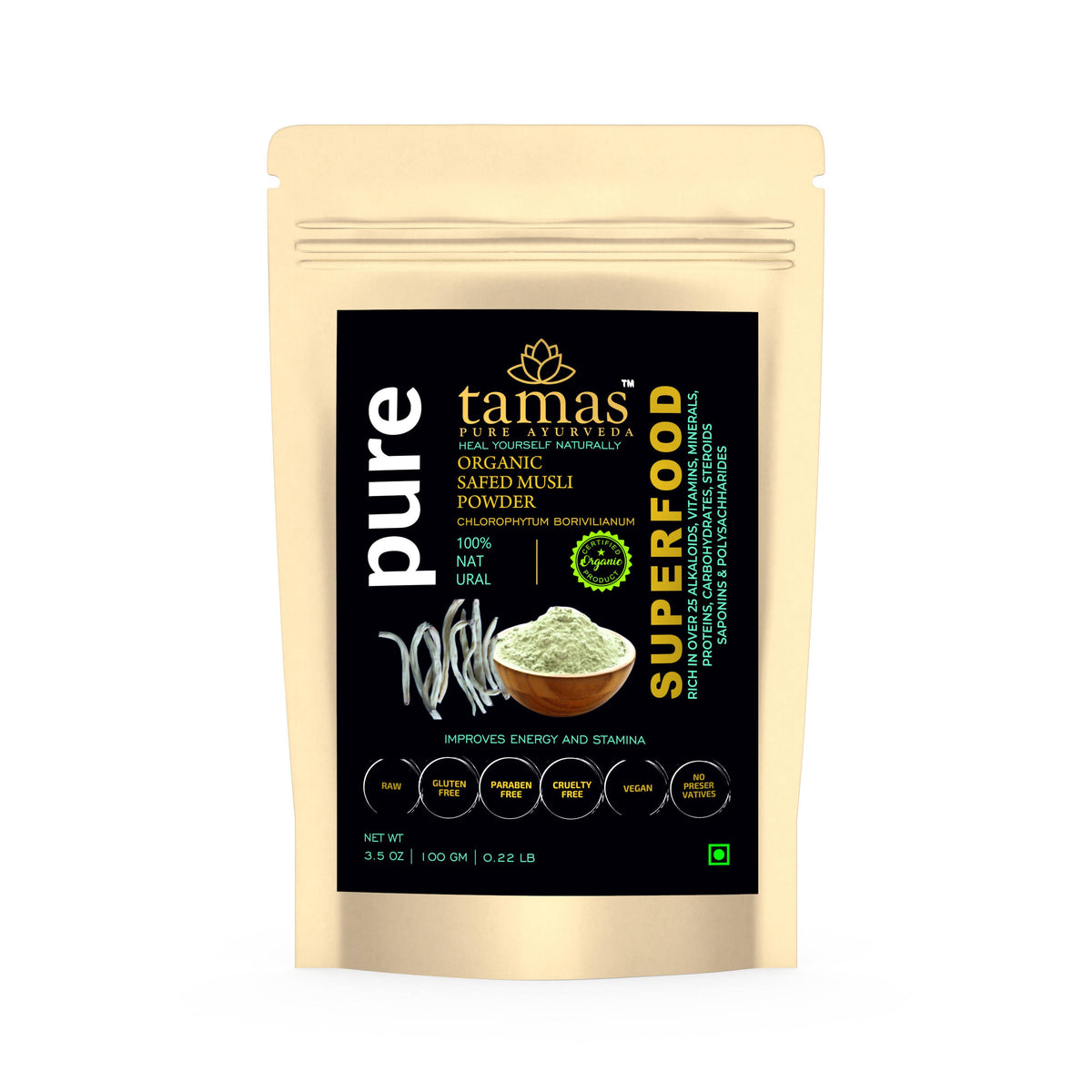Image 1 of Tamas Pure Ayurveda Superfood Organic Safed Musli Powder