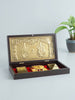Image 1 of Golden Peacock Brown & Gold-Toned 24 Ct Gold Foil Laxmi And Ganesh Pooja Box