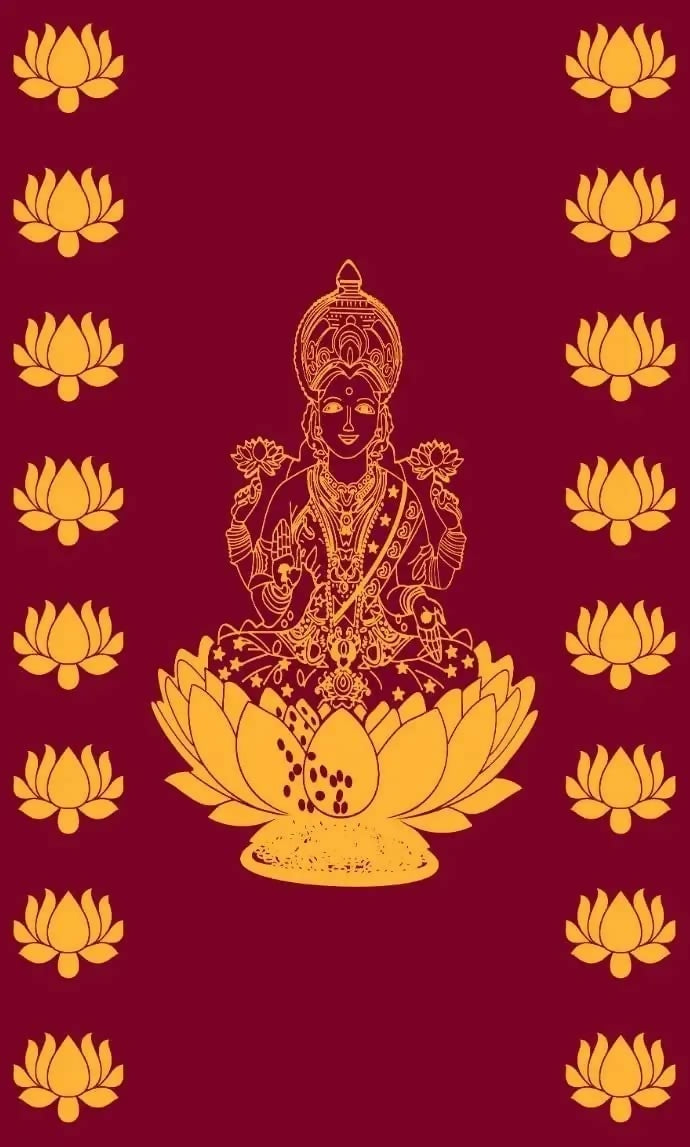 Image 2 of Sri Yagnaa M 20 – Maroon Lakshmi Devi Pooja Backdrop Cloth, 5 x 8 Ft