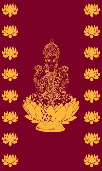 Image 2 of Sri Yagnaa M 20 – Maroon Lakshmi Devi Pooja Backdrop Cloth, 5 x 8 Ft