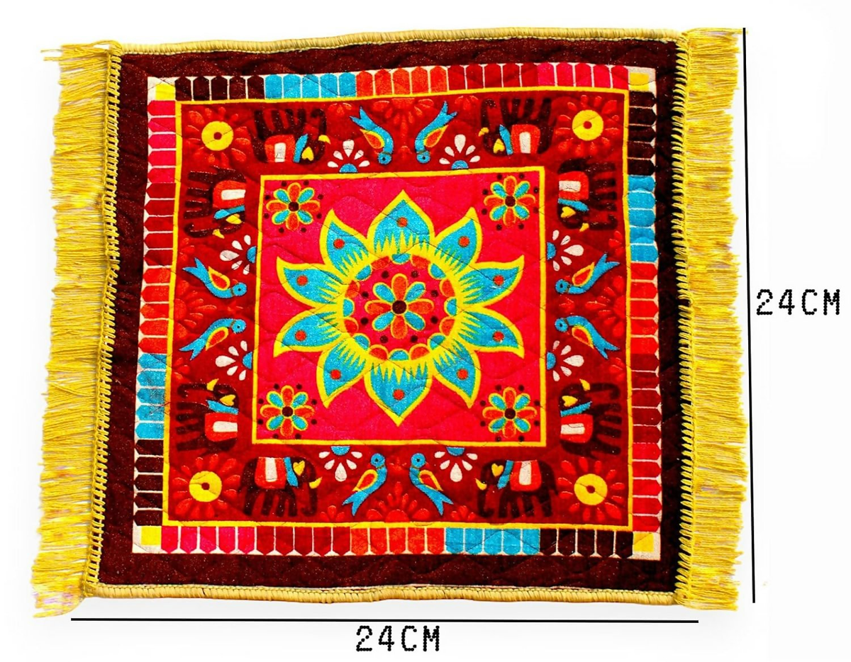 Image 6 of Glun 24 * 24 Inch Velvet Multipurpose Square Carpet Or Mat For Pooja Aasan, Sitting, Meditation 2 Piece Pack