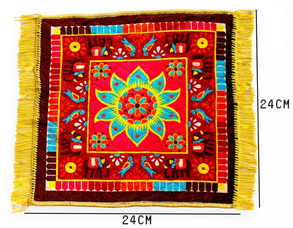 Image 6 of Glun 24 * 24 Inch Velvet Multipurpose Square Carpet Or Mat For Pooja Aasan, Sitting, Meditation 2 Piece Pack