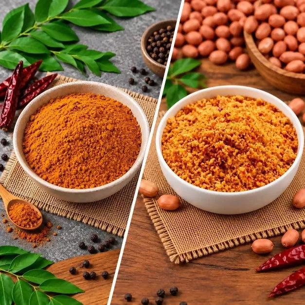 Image 1 of combo for the product Tenali Ruchulu Podi Combo: Palli Podi + Rasam Podi