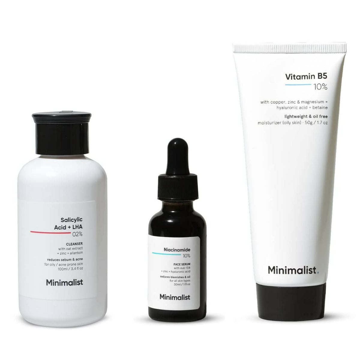 Image 1 of Minimalist Oily Skincare Kit For Women & Men, Face Wash, Serum & Moisturizer