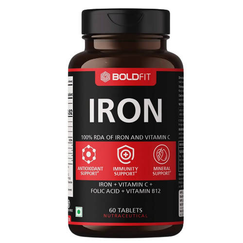 Image 1 of 60 tabs for the product Boldfit Iron Supplement Tablets