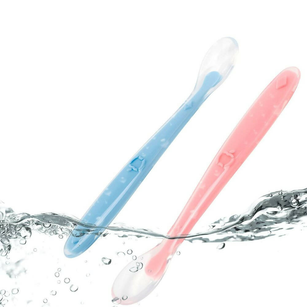 Image 3 of Safe-O-Kid Soft Tip Silicone Spoon, Blue For Kids Protection