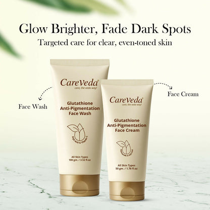 Image 4 of CareVeda Glutathione Skin Care Set of 2 | Face Wash & Cream for Bright, Even-Toned Skin | Anti-Pigmentation, Anti-Dullness & Deep Nourishment | Glow Boost for Men & Women