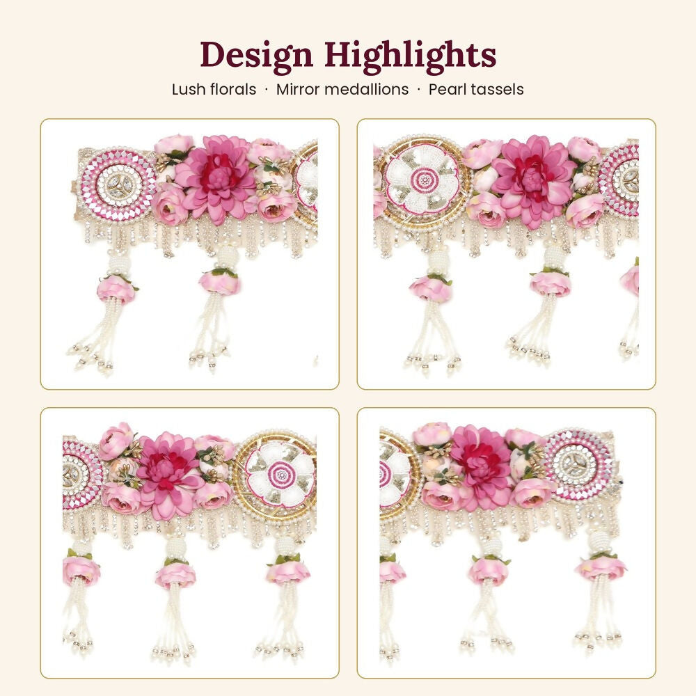 Image 3 of Renu's Creation Pink Floral Bloom Toran
