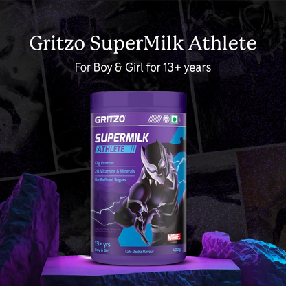Image 7 of Gritzo SuperMilk Athlete Black Panther (13+y Boy & Girl), 17g Protein Powder (Cafe Mocha)