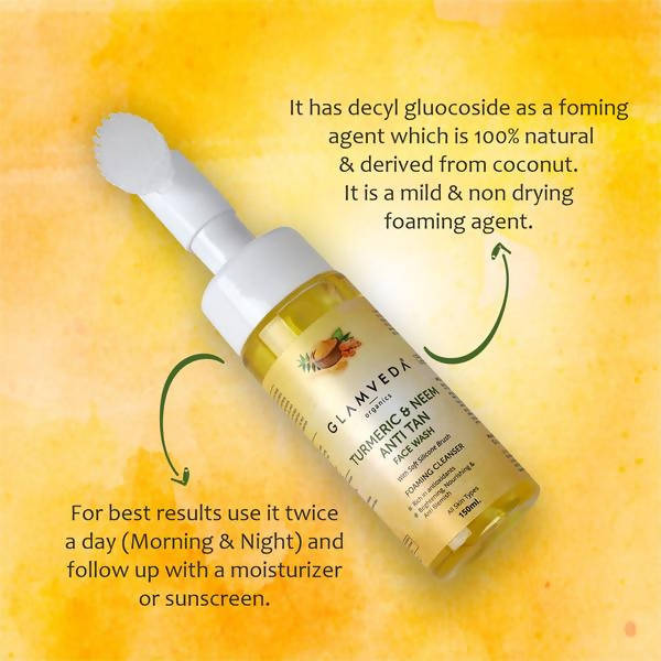 Image 4 of Glamveda Ayurvedic Turmeric & Neem Anti Tan Face Wash With Soft Silicone Brush