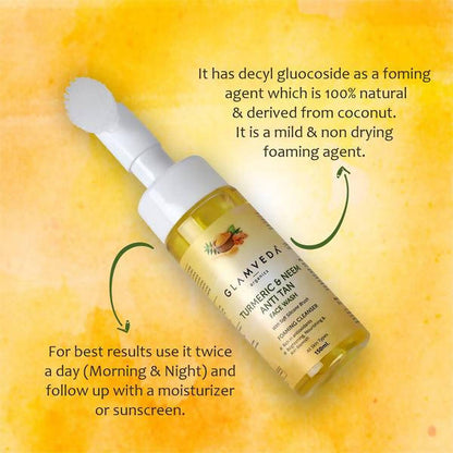 Image 4 of Glamveda Ayurvedic Turmeric & Neem Anti Tan Face Wash With Soft Silicone Brush