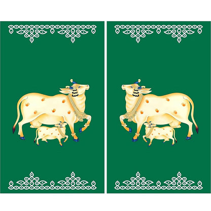 Image 2 of Sri Yagnaa M 46 – Green Gomatha Muggu Backdrop Cloth, Set of 2, 5 x 8 Ft