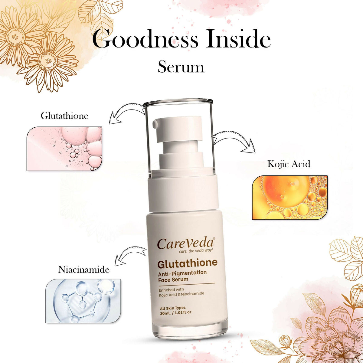 Image 8 of CareVeda Glutathione Skin Care Set of 3 | Face Wash & Peel off Mask, Face Serum for Bright, Even-Toned Skin | Anti-Pigmentation & Glow Boost | For Men & Women