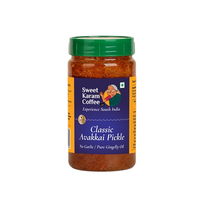 Image 1 of 250 gm for the product Sweet Karam Coffee Classic Avakkai Pickle (No Garlic Raw Mango Pickle)