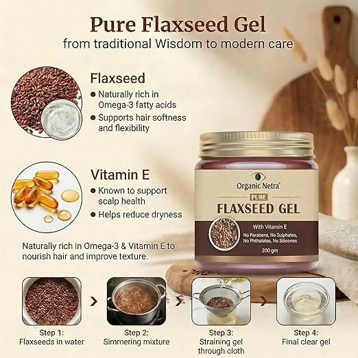 Image 5 of Organic Netra Pure Flaxseed Gel with Vitamin E for Hair and Skin Strengthens