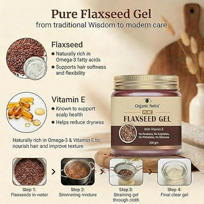Image 5 of Organic Netra Pure Flaxseed Gel with Vitamin E for Hair and Skin Strengthens