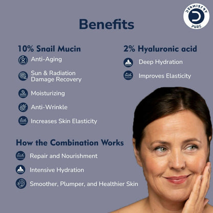 Image 4 of Dermistry Pure 10% Snail Mucin 96 Peptide Anti-Ageing Moisturizer Skin Firming Tightening Face Serum