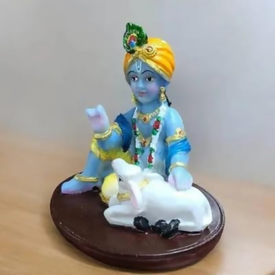 Image 6 of Krishna Laddu Gopal Murti with Cow