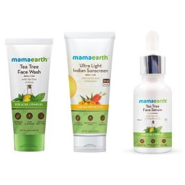 Mamaearth Tea Tree Face Serum + Face Wash + Ultra Light Indian Sunscreen Combo